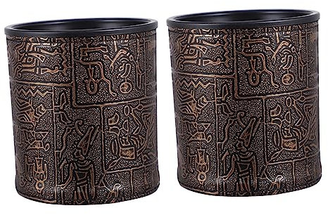 VICASKY Lot de 2 gobelets à dés avec motif égyptien - Pour porte-dés vintage - En cuir