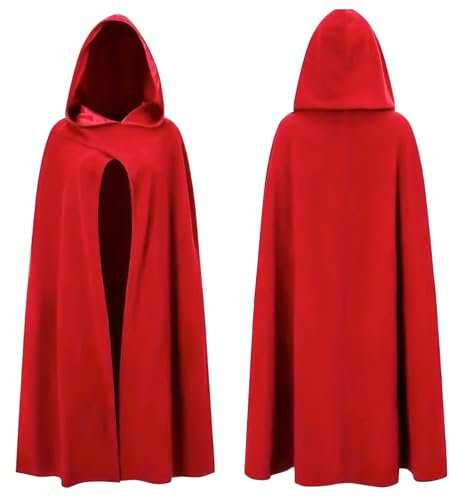 Costumed Vampir Kostüm Umhang rot & schwarz mit Kaputze - für Kinder & Erwachsene, für Halloween & Fasching & Karneval Beidseitig
