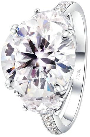 Stfery Ring Weißgold Damen 750 Ringe für Frauen 8ct Rund Moissanit Bandring Damen