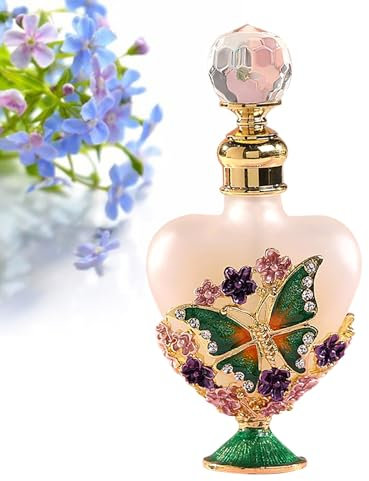 Joyeee Mini flacon de parfum vide en verre, 1 lot miniature vintage en verre de cristal, carafe à décanter pour parfum, huile essentielle pour voyage et voyage d'affaires, doré