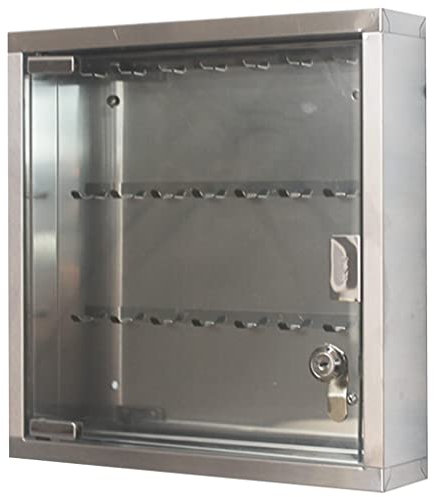 Schlüsselkasten-Organizer, klein, für Zuhause, Wandmontage, Edelstahl, 24 Schlüssel, Schlüsselschrank für Büro, transparente sichtbare Schlüsselsicherheitsbox mit Schloss