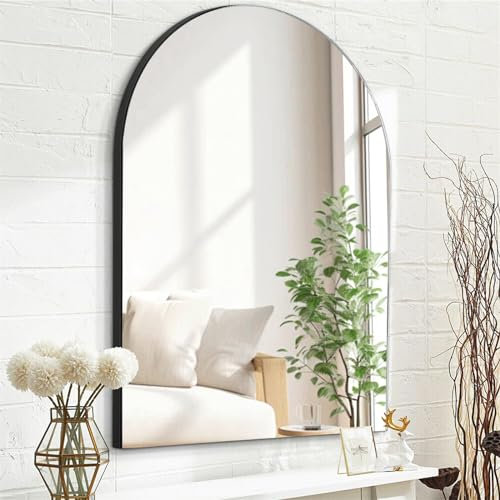 HLFMVWE Wandspiegel, Badezimmerspiegel für die Wand, moderner rahmenloser Bogen-Wandspiegel, hängt horizontal oder vertikal für Eitelkeit/Schlafzimmer