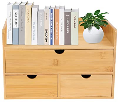 Schreibtisch Organizer Holz Stifte Organizer Schreibtischbox Schubladen Büro Utensilien Kasten Büro Aufbewahrungsbox Schreibtischbutler Briefablage Zettelbox Bürobedarf Ablage 30 x 19 x 20 CM