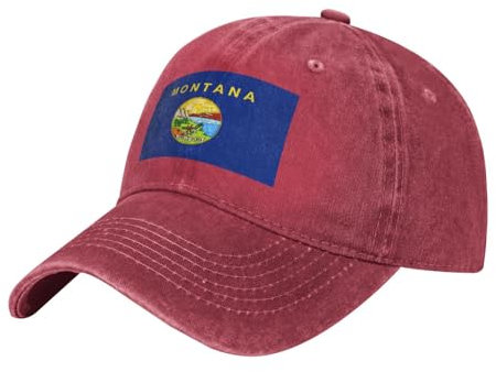 Nebraska State Flag Washed Cowboy Baseball Cap für Erwachsene - Stilvolle und atmungsaktive Mütze mit verstellbarem Riemen, Rot/Ausflug, einfarbig (Getaway Solids), Einheitsgr��e