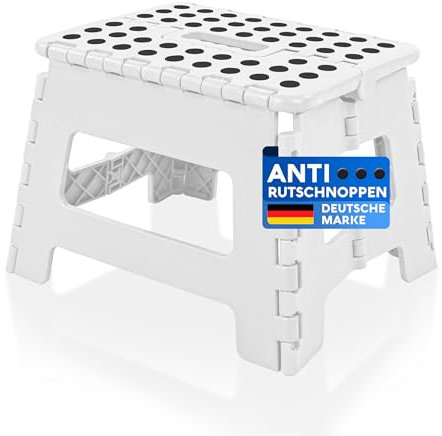 SCHWANFELD® Tritthocker Klapphocker faltbar bis 100kg [Anti-RUTSCHNOPPEN] - Premium Hocker Klappbar - Hochwertiger Tritthocker klappbar - Faltbarer Hocker - Klapptritt faltbar - klappbarer Hocker