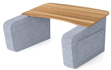 Schoß-Schreibtischkissen mit Holzplatte, großes Lesekissen für Bett, Laptop-Schreibtisch für Couch, Grau