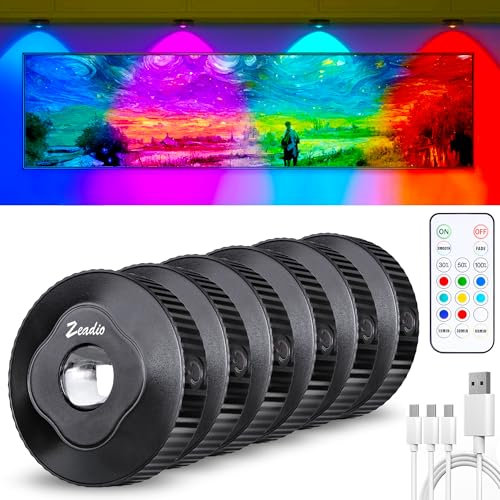 Zeadio Luci da Armadio LED con telecomando, illuminazione da incasso ricaricabile con pulsante a pressione e pulsante dimmerabile per soggiorno, camera da letto, dispensa, ecc(Confezione da 6)