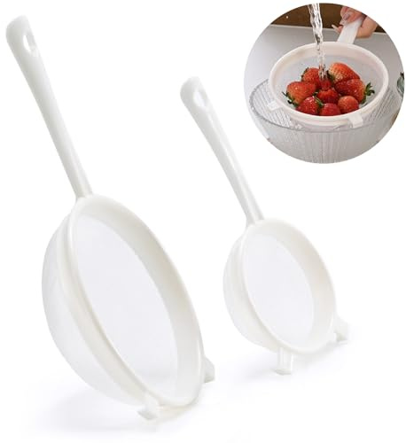 Luckyiren Kefir Strainer Set, 2-Size Plastic Non-Metal Sieve with Fine Mesh | 6.3 & 3.9 Diameter Double-size for Kefir Grains, Milk Kefir, Water Kefir & Kombucha - Durable, Food Grade & Easy Clean