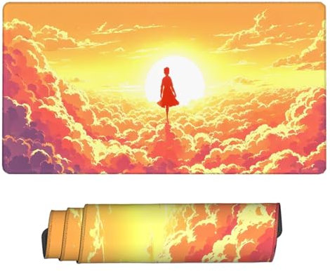 Yellow Mouse Pad Extended Large Mouse Mat Man Desk Mat Soft Smooth Surface and Anti-Slip Rubber Base Waterproof Soft Cloth with Gaming Office Accessories, Improved Speed Mousemat 35.4x11.8 inch H2-60