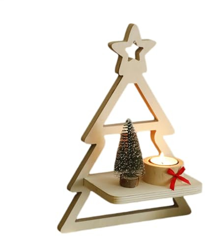 Weihnachten Schweberegale | Holz Weihnachtskerzen-Wandregal - Boho Wandaufbewahrungshalter, Weihnachtsbaumregal für Schlafzimmer Wohnzimmer
