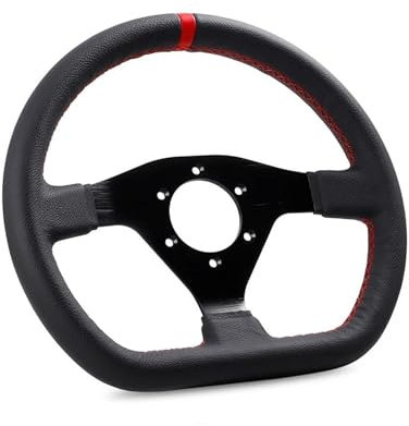 Steuerschalter Winkelsensor 12 Zoll 300 Mm Flaches Lenkrad Universal Drift Spiel Sportlenkrad Paddle Shift Booster Knopf(Naht rot)