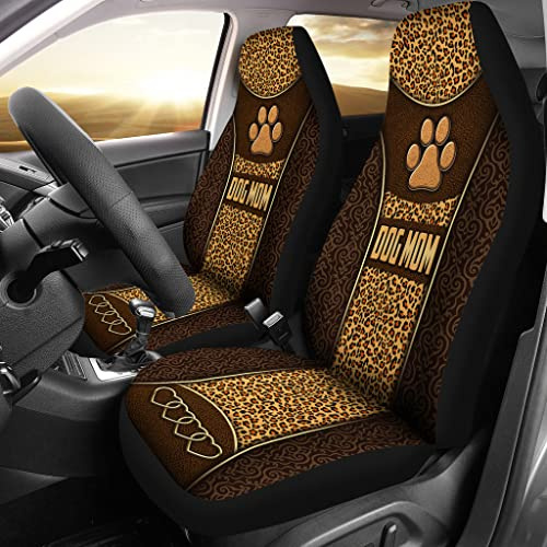 2 Stück Autositzschoner Sanft Auto Vordersitzbezug Schmutzabweisend Autositzbezüge Universal Für SUV Lieferwagen Geländewagen Hundemama Vintage Leopard, Geschenk Für Hundeliebhaber