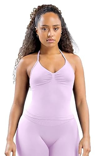 TRYTO Impact Longline Träger-Top für Damen, Impact Longline, Neckholder-Top, Workout, Longline, Tank-Top, Kompression, Fitnessstudio, Fitness, Pink, Klein