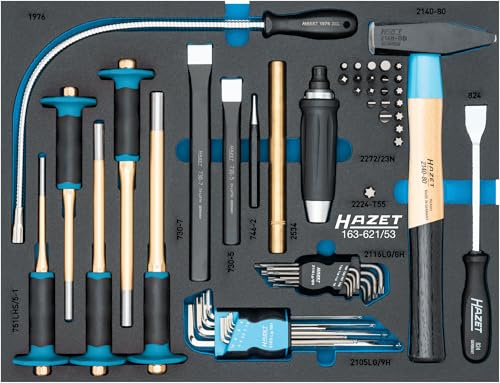 HAZET Universal-Satz 163-621/53, 5/16 Zoll (8 mm) Sechskant, Länge 519 mm | Antrieb 5/16 Zoll (8 mm) Sechskant massiv, Länge 519 mm, Breite 392 mm, 6560 g, HAZET Safety-Insert-System (SIS)