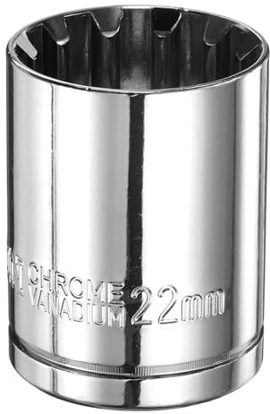 QUARKZMAN Douze Points Douille 1/2 Entraînement par 22mm Métrique Douille Peu Profonde Acier Chrome Vanadium Douilles Standard Douze Points Outil Manuel Mécanique pour Réparation
