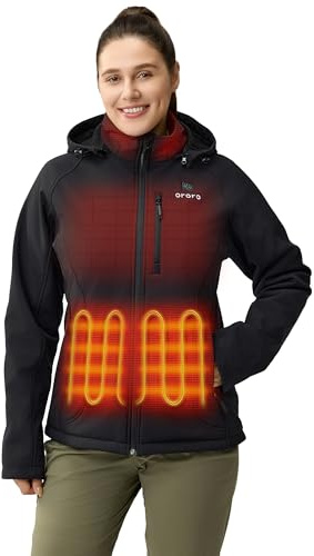 ORORO Women's Heated Jacket, 4-Zone Heating, Up to 10H Warmth | Water and wind resistant shell, detachable hood, heat at both hand pockets, FELLEX insulation for everyday winter wear