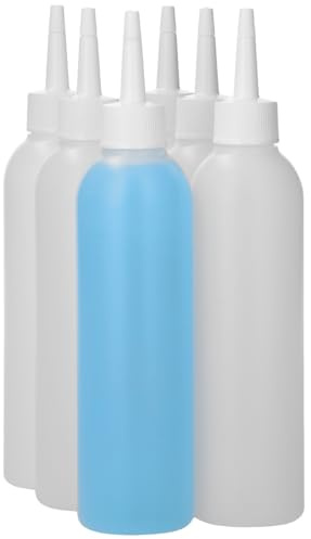 Plastic flessenshop 6 x 250 ml Runde Flasche HDPE matt transparent + Ausgusskappe weiß - BPA-frei - nicht zerbrechlich - nachfüllbaar - mit Verschluss - leere Flaschen - 6 Stück