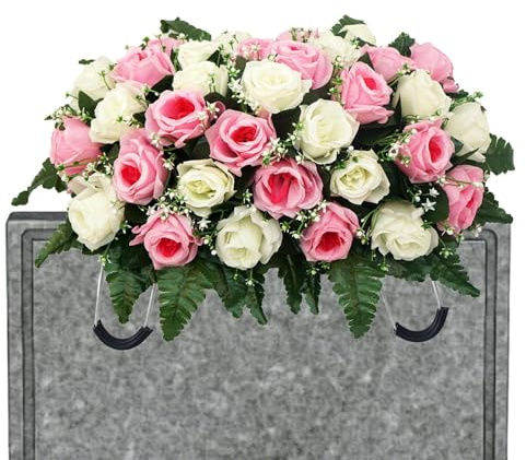 Support Funéraire pour Fleurs Décoration de Tombe Extérieure avec Roses