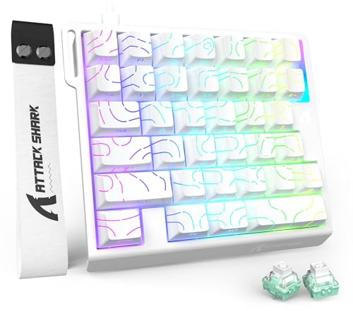 MAMBASNAKE Attack Shark M36 HE Clavier Gaming Une Main 8000Hz Rapid Trigger, 36 Touches Filaire Interrupteur Magnétique, Précision RT 0,01mm, SOCD & DKS, Rétroéclairage RGB, for PC/Mac, Blanc Contour