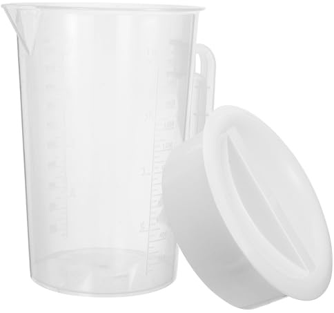 Brocca Graduata 2l in Plastica Bianca con Coperchio e Manico | Capacità 67 Oz, Design Trasparente, per Tavolo da Pranzo e Idratazione Quotidiana