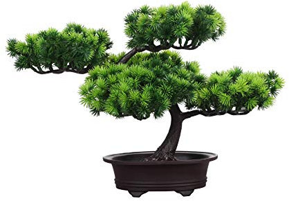 künstliche Bonsai Künstliche Bonsai-Baum Pflanzen Dekoration Planta artificial, pino japonés Feng Shui, decoración Feng Shui, árbol artificial, altura aprox. 26 cm, verde