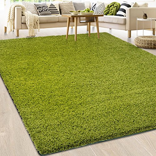casa pura - Tapis Shaggy - Tapis à Poils Longs - Tapis Doux et épais - Qualité Allemande - Tapis Moelleux pour Salon et Chambre - Barcelona (Vert, 140 x 200 cm)
