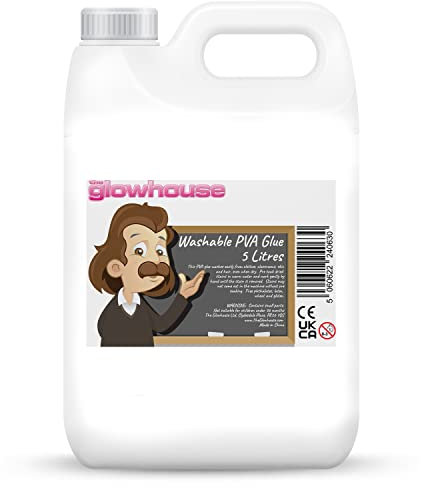 The Glowhouse Premium 5ltr Washable PVA Glue 5 Litre Eco Craft Glue School Glue Slime Glue (1 Pack)