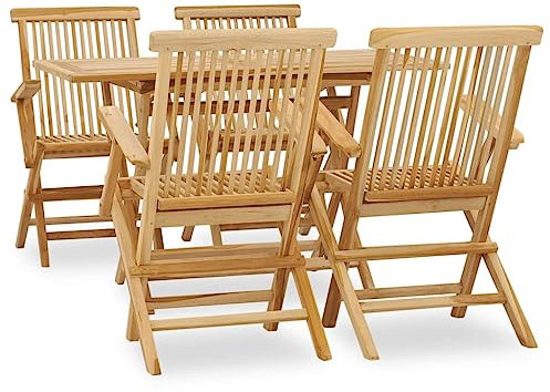 vidaXL Teak Massiv Gartengarnitur 5-TLG. Sitzgruppe Gartenmöbel Sitzgarnitur