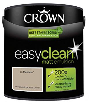 2.5L CROWN Easy Clean MATT Emulsion Multi Surface Paint That can be Used on Walls, Ceilings, Wood and Metal. Stain & Scrub Resistant Formula – On The Rocks