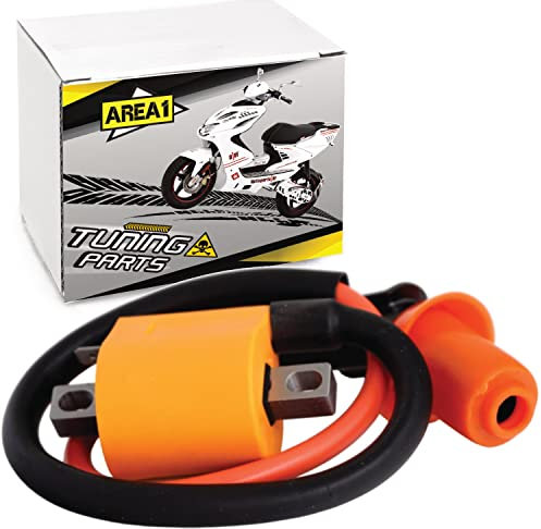 Area1 Motorroller Tuning/Racing 1Pin Zündspule + Zündkerzenstecker. Kompatibel mit Aerox Jog Neos, Explorer Race GT Luxxon Rivero