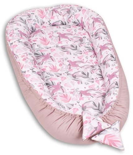 PALULLI® Babynest, multifunktionales Kuschelnest mit Weiches zusätzlicher Matratze, Kokon, Nestchen, Babybett, Reisebett für Neugeborene, 100% Baumwolle Oeko-TEX … (Pinky)