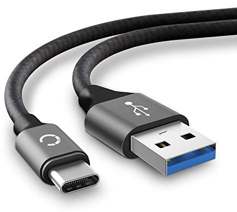 CELLONIC Cavo USB Dati 2m Compatibile con Huawei P40, P40 PRO / P30, P30 Lite / P20, P20 PRO / P10 / Mate 30, Mate 30 PRO/Mate 20 Cavetto di Ricarica USB C a USB A 3.0 Filo Carica 3A Grigio Nylon