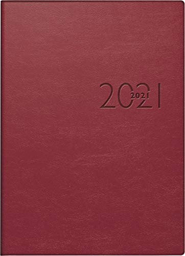 rido/idé 7018125011 Wochenkalender/Taschenkalender 2021, Modell perfect/Technik I , 2 Seiten = 1 Woche , Blattgröße 10 x 14 cm , Kunstleder-Einband Pearl , rot