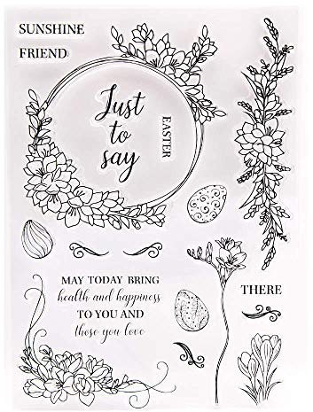 GIVBRO Transparente Silikon-Stempel, Siegel-Aufkleber, Blumenkranz, Schablone, Prägeschablone, Werkzeuge, Ostern-Schablone, Form für Bastelarbeiten, Scrapbooking, Dekoration