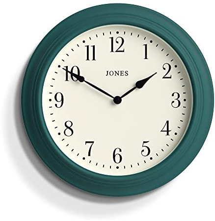 JONES CLOCKS® Supper Club wanduhr | Große Klassische runde Uhr | 40cm | Pfau blau | Leicht lesbare Zahlen | Traditionelles Design, ideal für küche oder Wohnzimmer