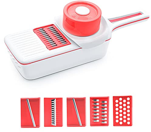 Multifunctional Vegetable Slicer Cutter 6 in 1 Vegetable Cheese Grater Kitchen Food Chopper Accessories Cooking Tools (Red)