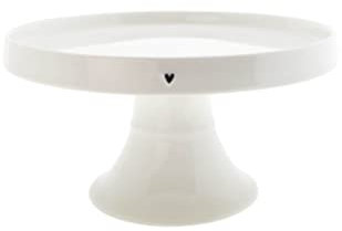 Bastion Collections Tortenplatte little Heart Keramik weiss schwarz D23cm BC Cake Stand Küche gedeckter Tisch Kuchenteller Keramikgeschirr, LI/CAKE ST 003 BL