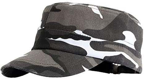 Jarseila Herren Army Flat Top Unisex Multicam Cap Camo Washed Kappen Military Army Kappe Damen Baumwolle, Unifarben, Verstellbar, Schwarz