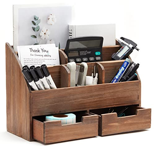 Executive Office Solutions Rustikaler Schreibtisch-Organizer und Postregal aus Holz im Vintage-Stil für Schreibtisch, Tischplatte oder Theke – Used-Look, Holzladenbedarf, Schreibtischzubehör, Post –