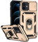 Hitaoyou iPhone 12/12 pro case, iPhone 12/12 pro Case with Camera Cover & Kickstand Military Grade Shockproof Heavy Duty Protective with Magnetic Car Mount Holder for iPhone 12/12 pro Gold