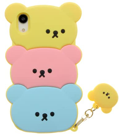 TYOROY Cute Candy Bear Case for iPhone XR 6.1, 3D Kawaii Lovely Stacked Silicone Case
