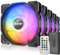 Okinos RGB Fans 5 Pack, 4-Pin PWM & 3-Pin Addressable RGB, 120mm Air Series Fans (Included ARGB Controller Hub & Remote)