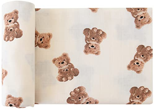 LifeTree Copertine in Mussola, Morbido Copertina Mussole Neonato, Cotone Bambù 120cm x 120cm Unisex Panno di Copertura, Regalo Perfetto per il Bambino
