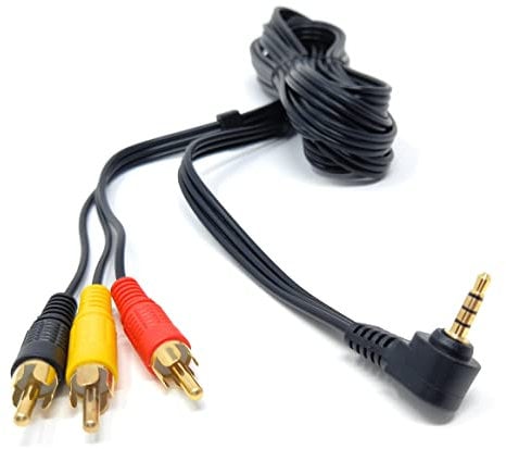 DRUT 3m Right Angle 4 Pole 3.5mm Jack To 3 x RCA Composite & Stereo Audio Video Lead Cable 10ft