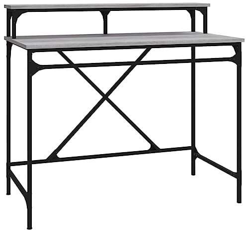 vidaXL Schreibtisch Grau Sonoma 100x50x90 cm Holzwerkstoff und Eisen