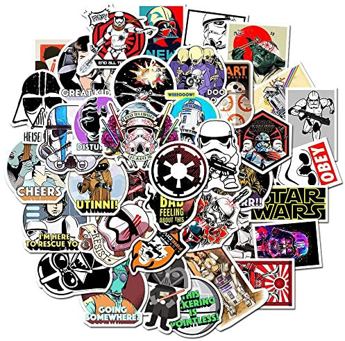 Film Aufkleber S-t-a-r-Wars Sticker Set 50 Stücke Niedlich Deko für Auto Laptop Skateboard Fahrrad Moped Motorrad Fahrrad Computer,Geeignet für Erwachsene Kinder