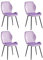 Casa Vital Esszimmerstuhl Melia, 4er-Set, weiche Stoffpolsterung, Schaumstofffüllung, Ziernähte an der Rückenlehne, Metallbeine, 48 x 59,5 x 86 cm, 120 kg max. (Purple)