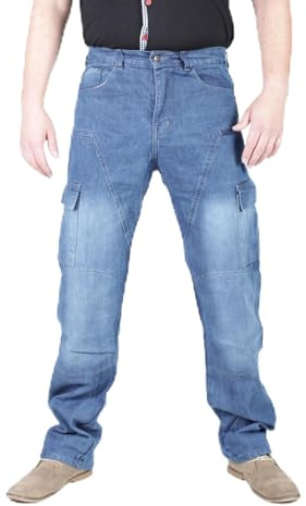 Juicy Trendz motorcykeljeans för män – skyddande motorcykelbyxor i denim med Aramidfoder, avtagbara knä- och höftskydd för motorcyklister