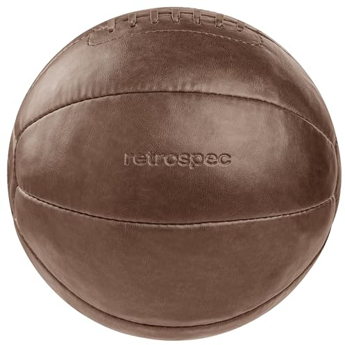 Retrospec Core Gewichteter Medizinball 4, 6, 8, 10, 12, 14, 16, 20, 25, 13,6 kg, weiches veganes Leder mit stabilem Griff für Krafttraining, Erholung, Balance-Übungen und andere Ganzkörper-Workouts