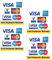 Vinyl-Aufkleber-Set mit Kreditkarten-Akzeptierung, Visa, American Express, Vpay, MasterCard, Electron, Maestro, wasser- und wetterfest, langlebig, 100 mm x 100 mm, 4 Stück